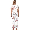 image:imagePOPYOUNG Womens Pajama Sets Summer Ladies Pjs 2 Piece Short SLeeve Loungewear Soft Lightweight SleepwearWhite Rose