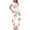 image:imagePOPYOUNG Womens Pajama Sets Summer Ladies Pjs 2 Piece Short SLeeve Loungewear Soft Lightweight SleepwearWhite Rose