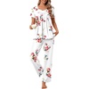 image:imagePOPYOUNG Womens Pajama Sets Summer Ladies Pjs 2 Piece Short SLeeve Loungewear Soft Lightweight SleepwearWhite Rose