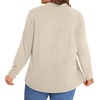 image:imagePOPYOUNG Womens Plus Size Henley Tunic Tops Chic V Neck Button Shirt Casual Long Sleeve Pleated Blouse L4XL02beige