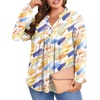 image:imagePOPYOUNG Womens Plus Size Henley Tunic Tops Chic V Neck Button Shirt Casual Long Sleeve Pleated Blouse L4XLColorful Marker