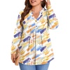 image:imagePOPYOUNG Womens Plus Size Henley Tunic Tops Chic V Neck Button Shirt Casual Long Sleeve Pleated Blouse L4XLColorful Marker