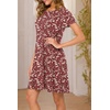 image:imagePOPYOUNG Womens T Shirt Summer Dress Short Sleeve Casual Swing Dress with Pockets Loose Fit DressCrewneckplum Blossomred