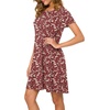 image:imagePOPYOUNG Womens T Shirt Summer Dress Short Sleeve Casual Swing Dress with Pockets Loose Fit DressCrewneckplum Blossomred