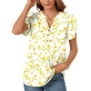 image:imagePOPYOUNG Womens Tunic Summer Tops Dressy Henley V Neck Business Work Button Down Petal Sleeve BlousesApricot Flowers