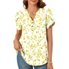 image:imagePOPYOUNG Womens Tunic Summer Tops Dressy Henley V Neck Business Work Button Down Petal Sleeve BlousesApricot Flowers