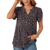 image:imagePOPYOUNG Womens Tunic Summer Tops Dressy Henley V Neck Business Work Button Down Petal Sleeve BlousesBlack Floral Fragments