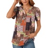 image:imagePOPYOUNG Womens Tunic Summer Tops Dressy Henley V Neck Business Work Button Down Petal Sleeve BlousesColor Mixing
