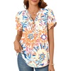 image:imagePOPYOUNG Womens Tunic Summer Tops Dressy Henley V Neck Business Work Button Down Petal Sleeve BlousesColorful Fireworks