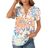 image:imagePOPYOUNG Womens Tunic Summer Tops Dressy Henley V Neck Business Work Button Down Petal Sleeve BlousesColorful Fireworks