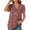image:imagePOPYOUNG Womens Tunic Summer Tops Dressy Henley V Neck Business Work Button Down Petal Sleeve BlousesVermilion Plum Blossom