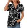 image:imagePOPYOUNG Womens Tunic Summer Tops Dressy Henley V Neck Business Work Button Down Petal Sleeve BlousesWhite Carvings