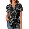 image:imagePOPYOUNG Womens Tunic Summer Tops Dressy Henley V Neck Business Work Button Down Petal Sleeve BlousesWhite Carvings