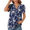 image:imagePOPYOUNG Womens Tunic Summer Tops Dressy Henley V Neck Business Work Button Down Petal Sleeve BlousesWhite Flowers