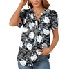 image:imagePOPYOUNG Womens Tunic Summer Tops Dressy Henley V Neck Business Work Button Down Petal Sleeve BlousesWhite Lily