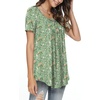 image:imagePOPYOUNG Womens Tunic Tops Short Sleeve Henley Pleated Blouse Loose Fit Summer Shirts for LeggingsGreen Sparrow Painting