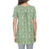 image:imagePOPYOUNG Womens Tunic Tops Short Sleeve Henley Pleated Blouse Loose Fit Summer Shirts for LeggingsGreen Sparrow Painting