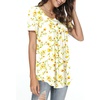image:imagePOPYOUNG Womens Tunic Tops Short Sleeve Henley Pleated Blouse Loose Fit Summer Shirts for LeggingsHenleyapricot Floret