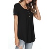 image:imagePOPYOUNG Womens Tunic Tops Short Sleeve Henley Pleated Blouse Loose Fit Summer Shirts for LeggingsHenleyblack