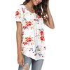 image:imagePOPYOUNG Womens Tunic Tops Short Sleeve Henley Pleated Blouse Loose Fit Summer Shirts for LeggingsHenleyfloral White