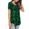 image:imagePOPYOUNG Womens Tunic Tops Short Sleeve Henley Pleated Blouse Loose Fit Summer Shirts for LeggingsHenleyleaf Green