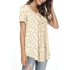 image:imagePOPYOUNG Womens Tunic Tops Short Sleeve Henley Pleated Blouse Loose Fit Summer Shirts for LeggingsHenleywhite Chrysanthemum