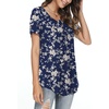 image:imagePOPYOUNG Womens Tunic Tops Short Sleeve Henley Pleated Blouse Loose Fit Summer Shirts for LeggingsHenleywhite Flower