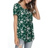 image:imagePOPYOUNG Womens Tunic Tops Short Sleeve Henley Pleated Blouse Loose Fit Summer Shirts for LeggingsLittle Flowergreen