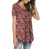 image:imagePOPYOUNG Womens Tunic Tops Short Sleeve Henley Pleated Blouse Loose Fit Summer Shirts for LeggingsVermilion Plum Blossom