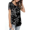 image:imagePOPYOUNG Womens Tunic Tops Short Sleeve Henley Pleated Blouse Loose Fit Summer Shirts for LeggingsWhite Carvings