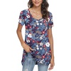 image:imagePOPYOUNG Womens long Tunic Tops to Wear with Leggings Summer Short Sleeve Loose Fit Dressy Shirts M5XLVcolorful Flowersblue