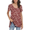 image:imagePOPYOUNG Womens long Tunic Tops to Wear with Leggings Summer Short Sleeve Loose Fit Dressy Shirts M5XLVplum Blossomred