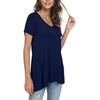 image:imagePOPYOUNG Womens long Tunic Tops to Wear with Leggings Summer Short Sleeve Loose Fit Dressy Shirts M5XLVshort Sleevenavy Blue