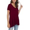 image:imagePOPYOUNG Womens long Tunic Tops to Wear with Leggings Summer Short Sleeve Loose Fit Dressy Shirts M5XLVshortwine Red