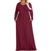 image:imagePOPYOUNG Plus Size Maxi Dress for Womens Casual Fall Dresses Long Sleeves Winter Long Dress with Pockets04wine Red