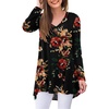 image:imagePOPYOUNG Womens Long Sleeve Tunic Tops Fall Shirts to Wear with Leggings Loose Fit Dressy VNeck Blouse M5XLVbrown Floral Black