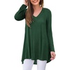 image:imagePOPYOUNG Womens Long Sleeve Tunic Tops Fall Shirts to Wear with Leggings Loose Fit Dressy VNeck Blouse M5XLVdrak Green