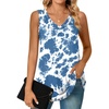 image:imagePOPYOUNG Womens Long Tunic Tank to Wear with Leggings Summer VNeck Sleeveless Tops Loose ShirtsSleevelessblue Tie Dye