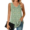 image:imagePOPYOUNG Womens Long Tunic Tank to Wear with Leggings Summer VNeck Sleeveless Tops Loose ShirtsSleevelessbramblinggreen