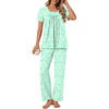 image:imagePOPYOUNG Womens Pajama Sets Summer Ladies Pjs 2 Piece Short SLeeve Loungewear Soft Lightweight SleepwearA3colorful Butterflies Green