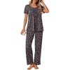 image:imagePOPYOUNG Womens Pajama Sets Summer Ladies Pjs 2 Piece Short SLeeve Loungewear Soft Lightweight SleepwearFloral Black