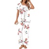 image:imagePOPYOUNG Womens Pajama Sets Summer Ladies Pjs 2 Piece Short SLeeve Loungewear Soft Lightweight SleepwearWhite Rose