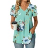 image:imagePOPYOUNG Womens Summer Dressy Chiffon Blouses Short Sleeve V Neck Tunic Tops for Leggings Casual TShirts