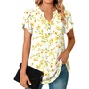 image:imagePOPYOUNG Womens Tunic Summer Tops Dressy Henley V Neck Business Work Button Down Petal Sleeve BlousesApricot Flowers