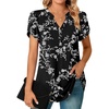 image:imagePOPYOUNG Womens Tunic Summer Tops Dressy Henley V Neck Business Work Button Down Petal Sleeve BlousesWhite Carvings