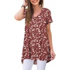 image:imagePOPYOUNG Womens long Tunic Tops to Wear with Leggings Summer Short Sleeve Loose Fit Dressy Shirts M5XLVplum Blossomred
