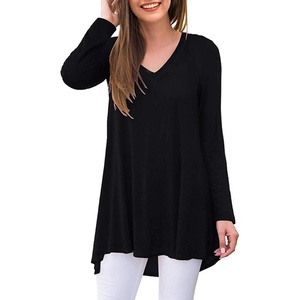 image:imagePOPYOUNG Womens Long Sleeve Tunic Tops Fall Shirts to Wear with Leggings Loose Fit Dressy VNeck Blouse M5XLA1vblack