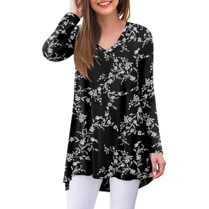 image:imagePOPYOUNG Womens Long Sleeve Tunic Tops Fall Shirts to Wear with Leggings Loose Fit Dressy VNeck Blouse M5XLLongwhite Carvings Black
