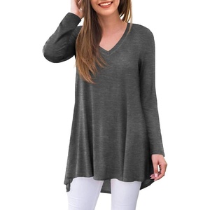 image:imagePOPYOUNG Womens Long Sleeve Tunic Tops Fall Shirts to Wear with Leggings Loose Fit Dressy VNeck Blouse M5XLVdrak Grey