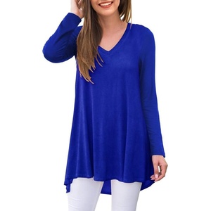 image:imagePOPYOUNG Womens Long Sleeve Tunic Tops Fall Shirts to Wear with Leggings Loose Fit Dressy VNeck Blouse M5XLVroyal Blue